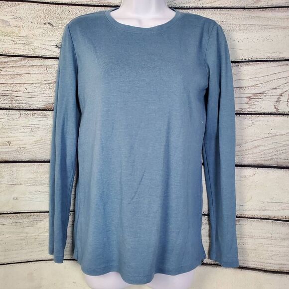 Eddie Bauer Women’s Long Sleeve T-Shirt Blue Size L Cotton Blend Casual Basics - Picture 1 of 6